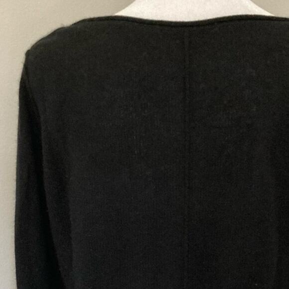 Uniqlo Cashmere Sweater Black  size S Boat Neck Knit Exposed Seams - Picture 2 of 7